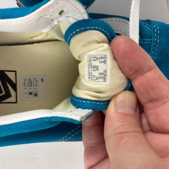 Vans, Gem Turquoise Blue, White Casual Sneakers Sizes Women 8 - Men 6.5 - Picture 8 of 8